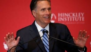 SALT LAKE CITY, UT - MARCH 3: Former Massachusetts Gov. Mitt Romney gives a speech on the state of the Republican party at the Hinckley Institute of Politics on the campus of the University of Utah on March 3, 2016 in Salt Lake City, Utah. Romney spoke about Donald Trump calling him a fraud and arguing against his nomination.  (Photo by George Frey/Getty Images)