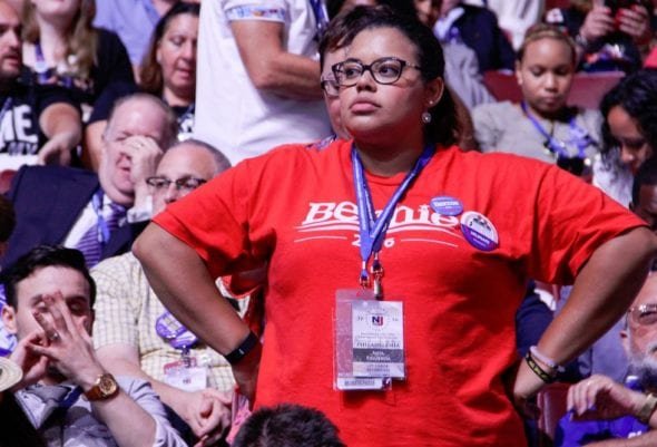 Bernie supporter at DNC convention