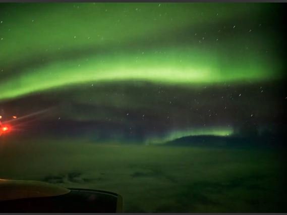 Northern lights from airplane