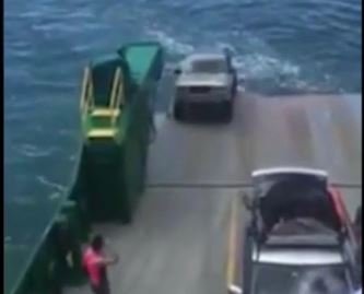 SUV Falls off Ferry video