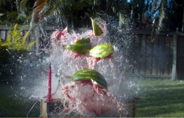 Blow up watermelon with electricity