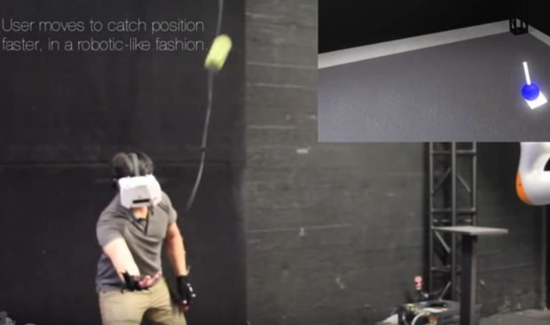 Catching a ball in virtual reality