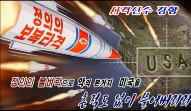 North Korea launches missiles at USA in video