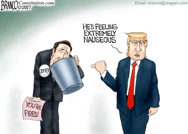 Comey Is Out - A.F. Branco political cartoon