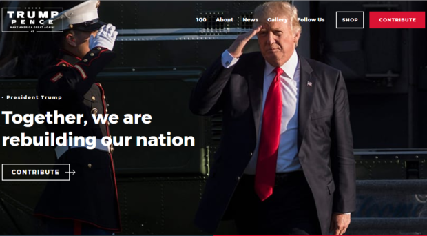 New Trump 2020 re-election website