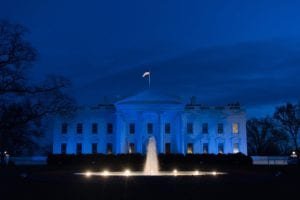 White House lit in blue