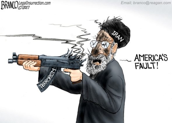 Mullahs Who Live In Glass Houses - A.F. Branco political cartoon
