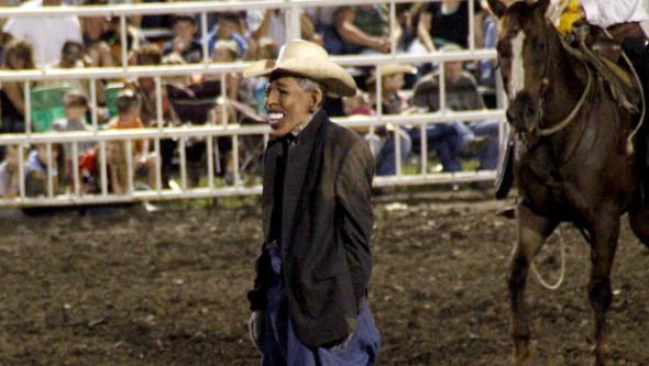 Rodeo clown with Obama mask 2013