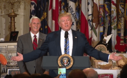 Mike Pence Donald Trump participate in Made in America presentation