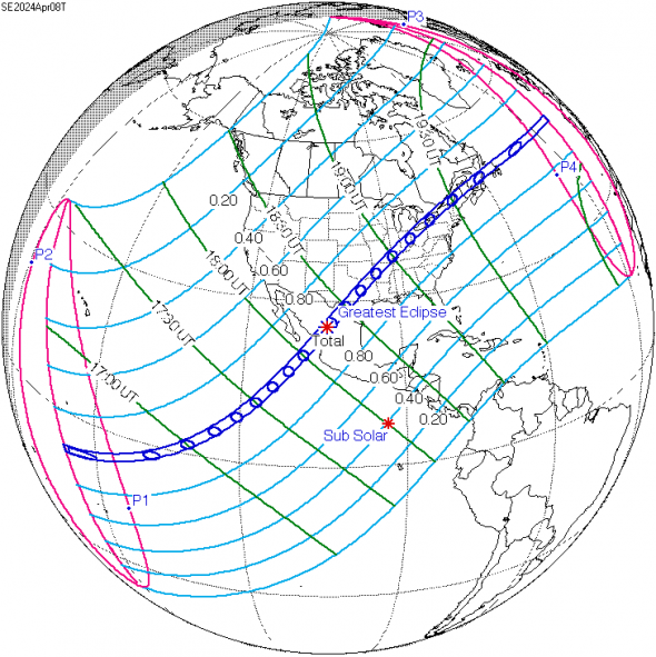2024 Eclipse path prediction NASA GSFC
