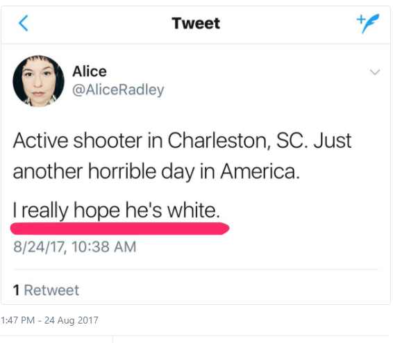 AliceRadley tweet i hope he's white