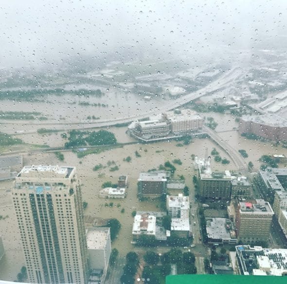 Downtown Houston flooded