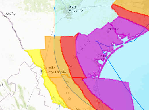 Harvey Wind impact potential 8-25-17 0400