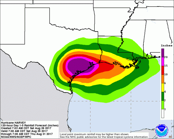 Harvey rainfall potential 8-25-17 0700