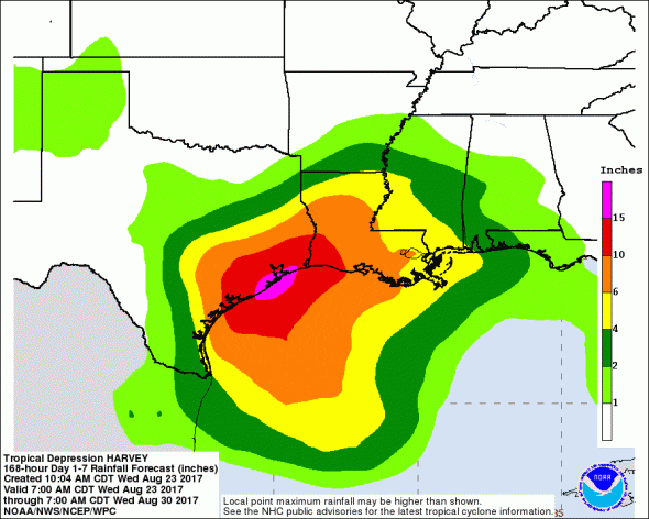 Harvey rainfall potential texas 8-23-17 1000