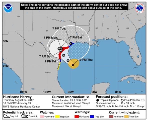 Harvey track cone and warnings 8-24-17 2200