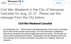 Manassas civil war re-enactment canceled