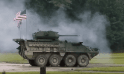 Stryker vehicle with 30mm cannon