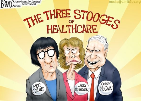 Three stooges - A.F. Branco editorial cartoon