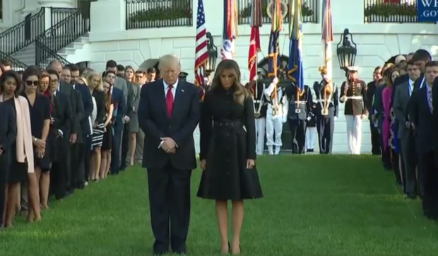 Donald Trump and Melania Trump White House 9-11 moment of silence