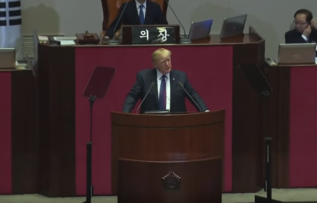 TRump addresses the National Assembly South Korea