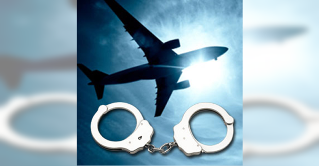 Airplane with handcuffs