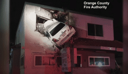 Car stuck in building Santa Ana, California