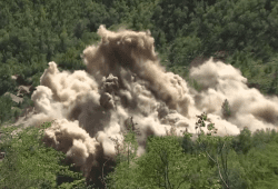 North Korea blows up nuclear testing facility