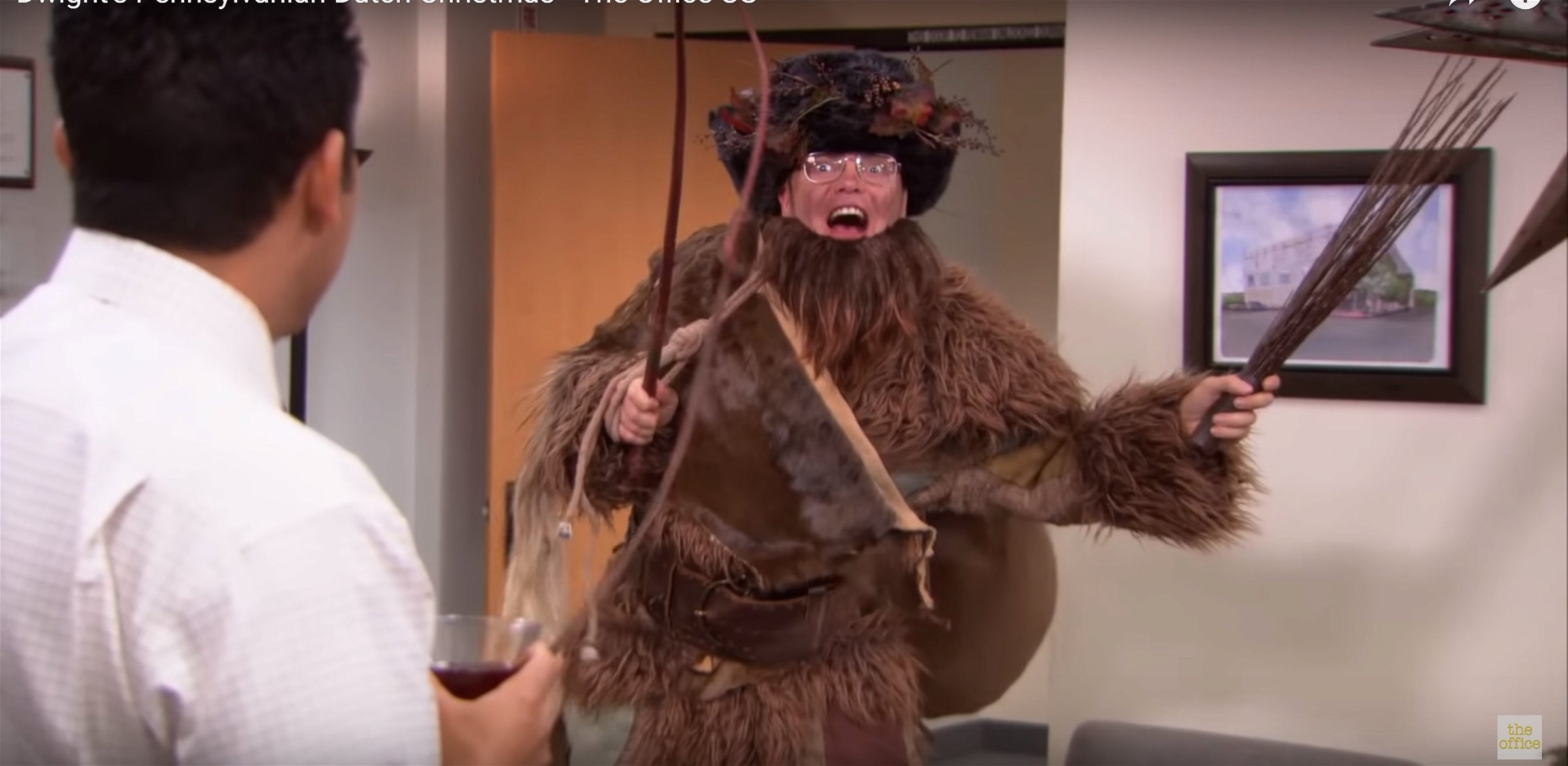 Dwight Schrute, played by Rainn Wilson, dressed as the Belsnickel in the hit television show The Office (YouTube screenshot/ The Office US)
