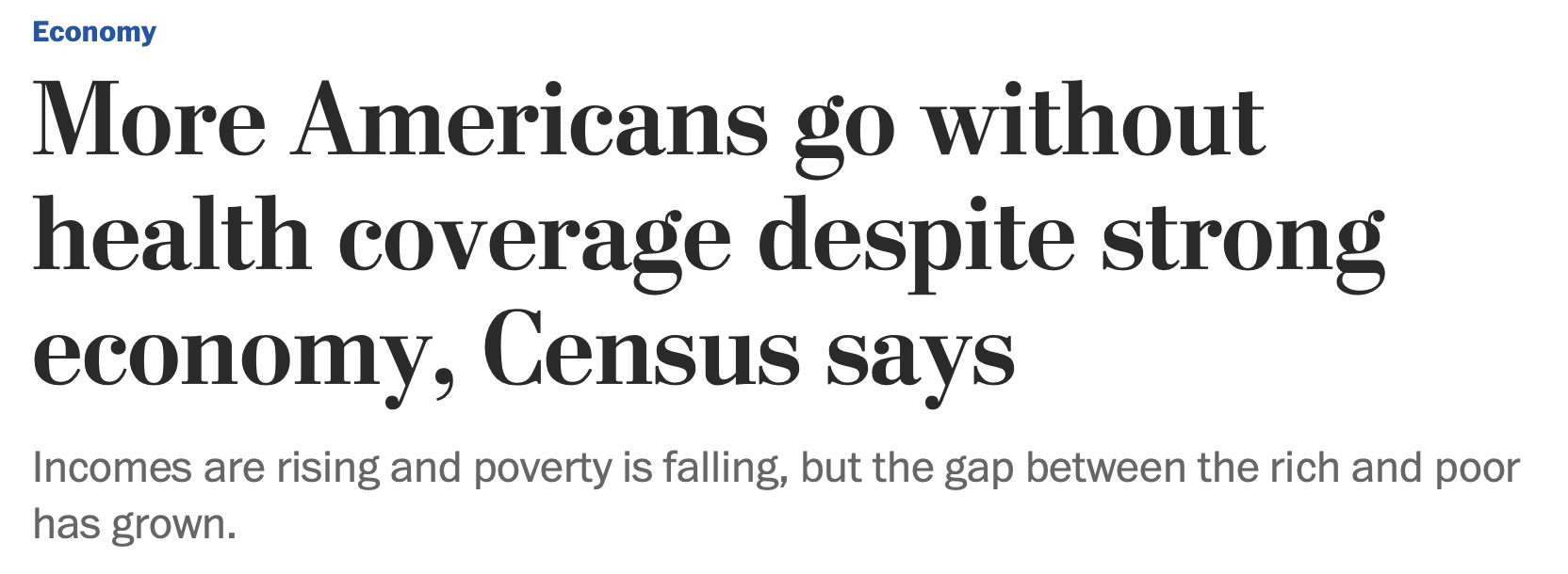 The first photo shows WaPo's original headline, which mentioned the record-low poverty numbers. The second photo shows WaPo's revised headline, and the third shows another edited headline. (Screenshot Washington Post)