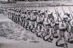 Troops march