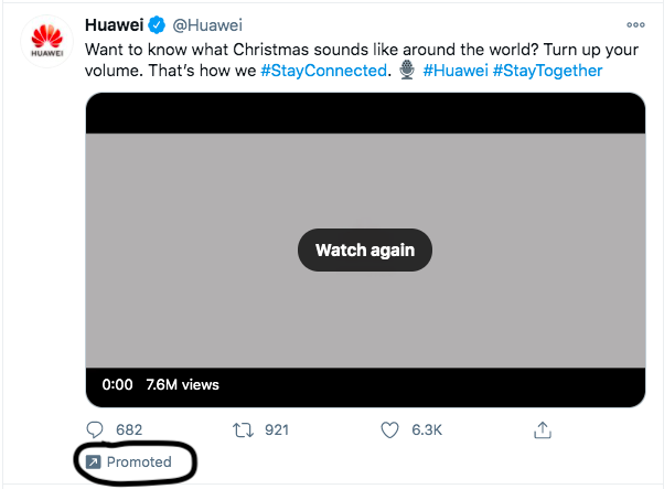 Huawei Twitter promotion.
