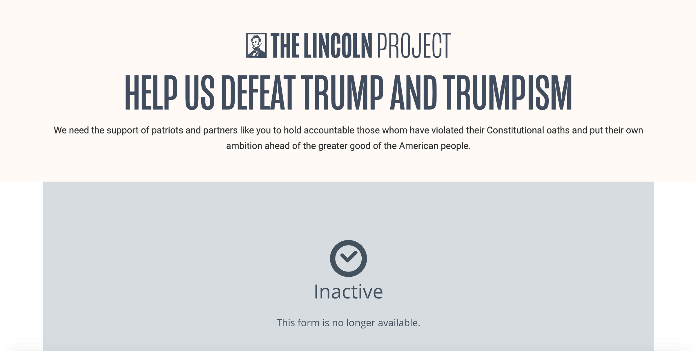 Screenshot, the Lincoln Project.