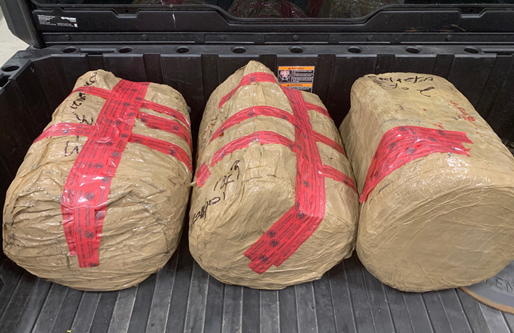Packages containing 167 pounds of methamphetamine seized by CBP officers at Juarez-Lincoln Bridge