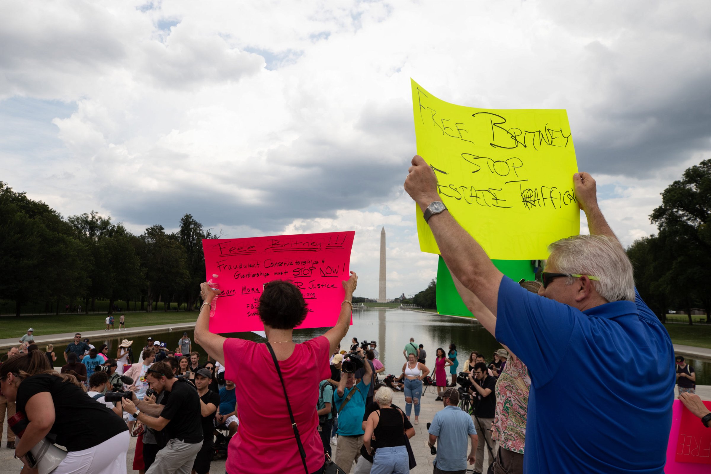 A crowd gathered for a "free Britany" rally to call attention to the pop star's battle over her conservatorship in Washington, D.C. on July 14, 2021. (Kaylee Greenlee- Daily Caller News Foundation)