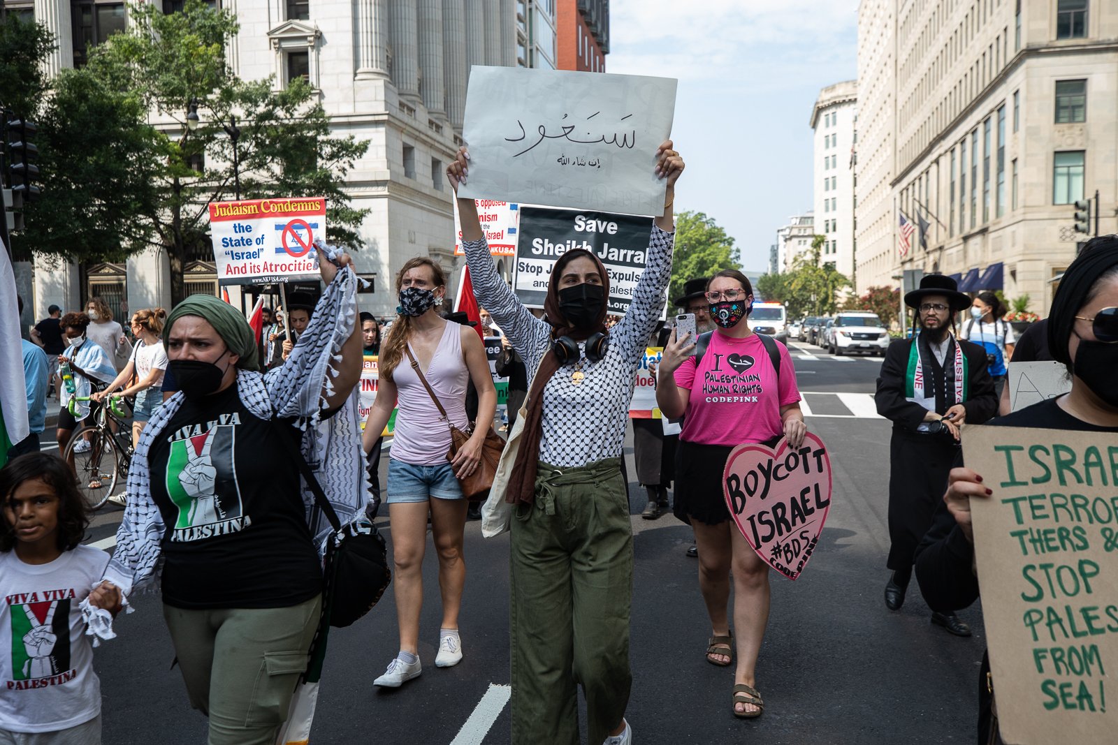 Demonstrators marched in protest of President Joe Biden's meeting with Israeli Prime Minister Naftali Bennett in Washington, D.C. on August 26, 2021. (Kaylee Greenlee - Daily Caller News Foundation)