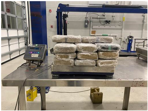 Packages containing 49 pounds of cocaine seized by CBP officers at Juarez-Lincoln Bridge.
