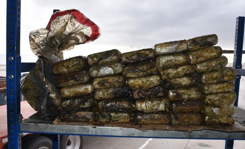 Packages containing more than 106 pounds of cocaine seized by CBP officers at World Trade Bridge.