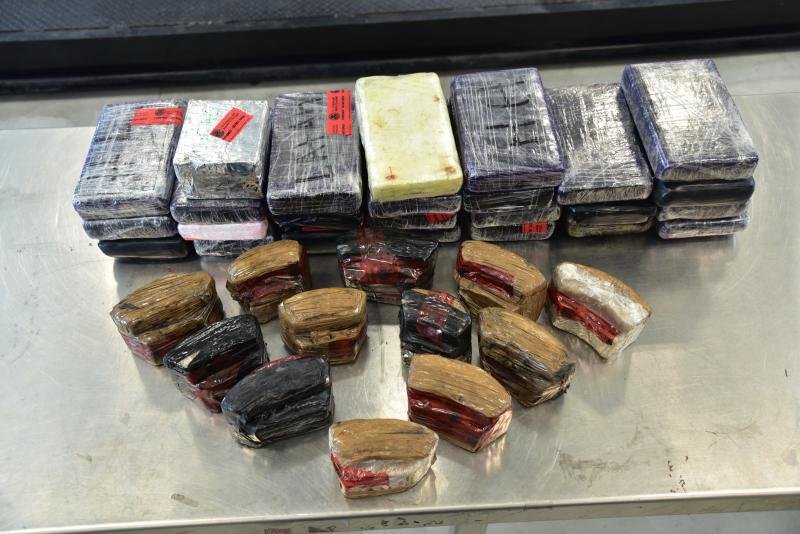 Packages containing 64 pounds of cocaine, 17 pounds of methamphetamine seized by CBP officers at Juarez-Lincoln Bridge in Laredo, Texas.