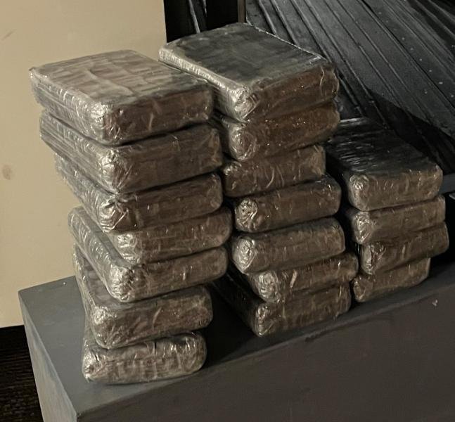 Packages containing 42 pounds of cocaine seized by CBP officers at Camino Real International Bridge in Eagle Pass, Texas.