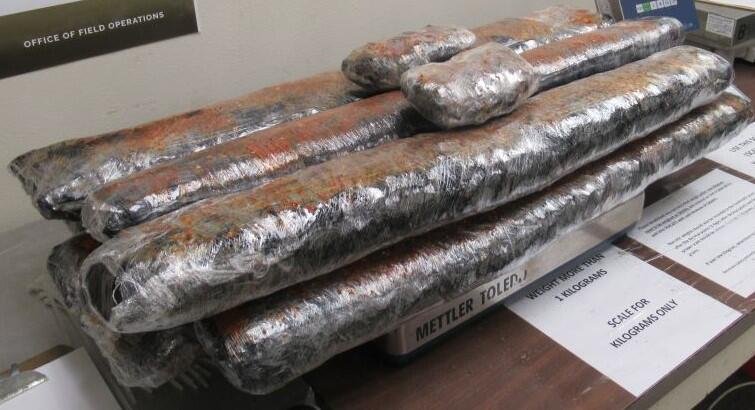 Packages containing 79 pounds of methamphetamine seized by CBP officers at Hidalgo International Bridge