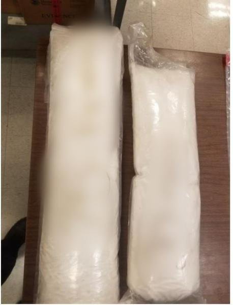 CBP officers searched the vehicle and found 35 packages of methamphetamine concealed in the floor, firewall and rear quarter panel, weighing a total of 262.09 pounds.