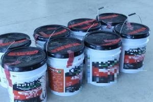 Buckets containing 356 pounds of methamphetamine seized by CBP officers at Juarez-Lincoln Bridge.