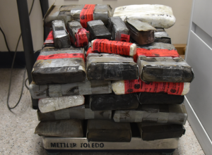 Packages containing 87 pounds of cocaine seized by CBP officers at World Trade Bridge.