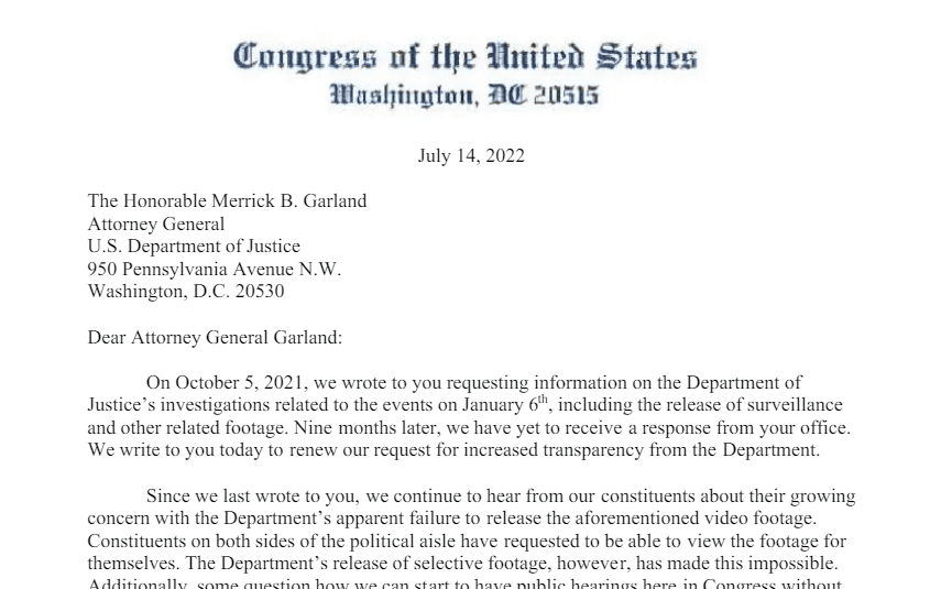 Republicans Demand DOJ Release J6 Surveillance And Police Body Cam Footage