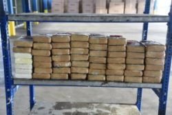 Packages containing 145 pounds of cocaine seized by CBP officers at World Trade Bridge.
