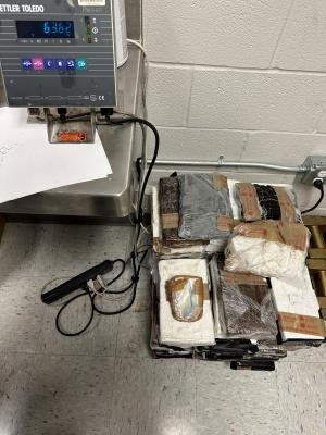 Packages containing more than 135 pounds of cocaine seized by CBP officers at Eagle Pass Port of Entry.