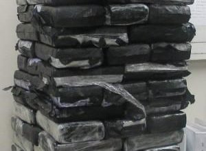 Packages containing 281 pounds of cocaine seized by CBP officers at Hidalgo International Bridge.