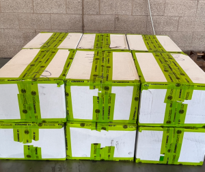 Boxes containing 488 pounds of methamphetamine seized by CBP officers at Pharr International Bridge.