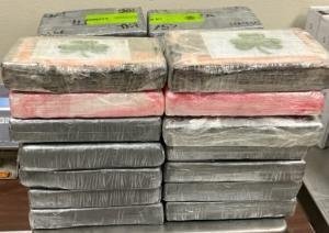 Packages containing 94 pounds of cocaine seized by CBP officers at Hidalgo International Bridge.